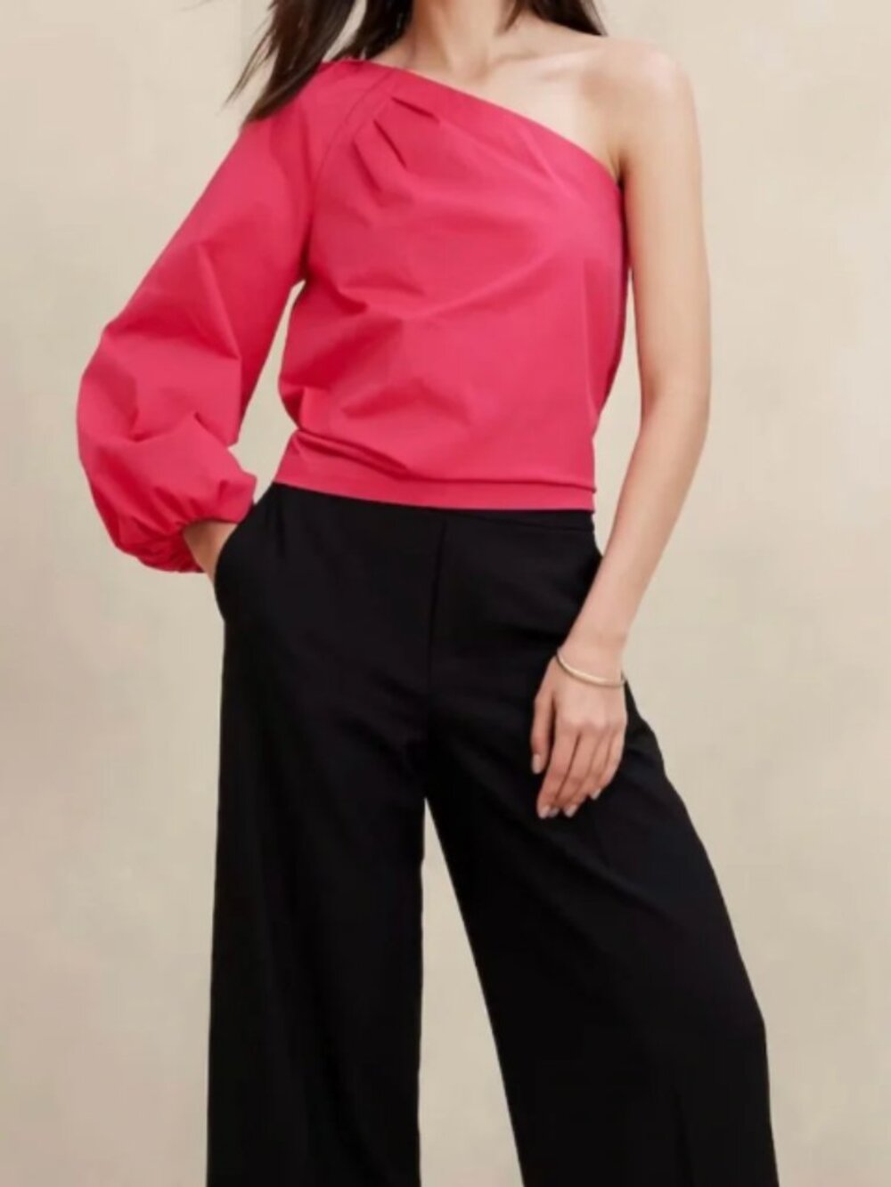Taffeta One-Shoulder Top